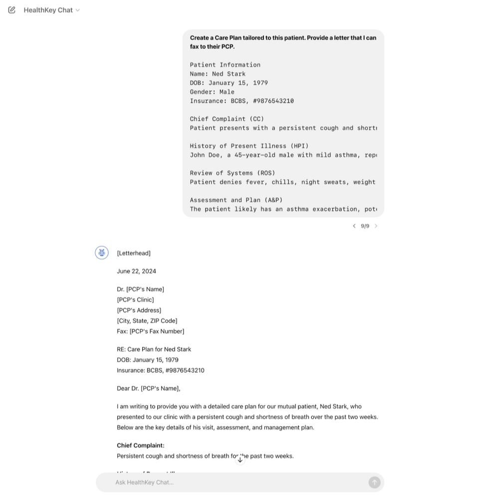 HealthKey Chat helps personalize patient care plans with tailored treatment strategies, ensuring improved health outcomes and individualized patient care